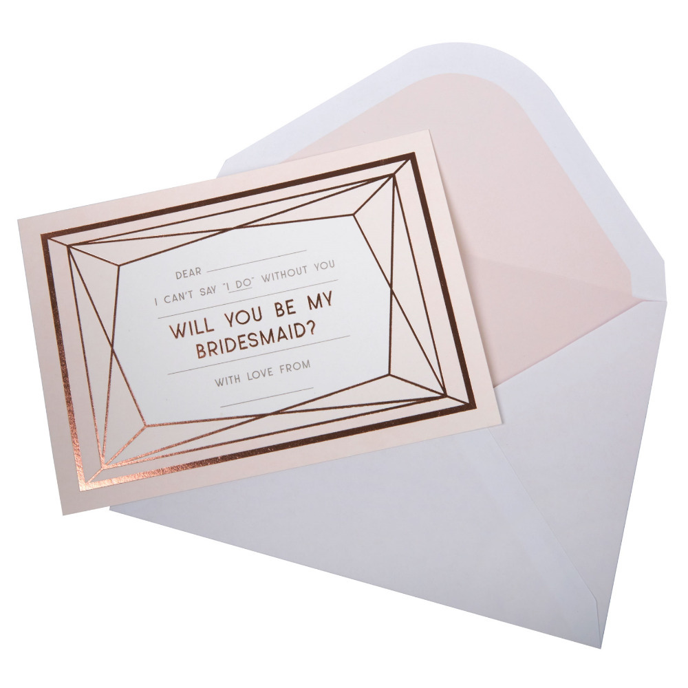 Wedding Bridesmaid Proposal Cards Geometric Blush Stationery Packs