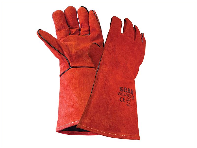 Welders Gauntlets Large Size 9 Scaglowelred