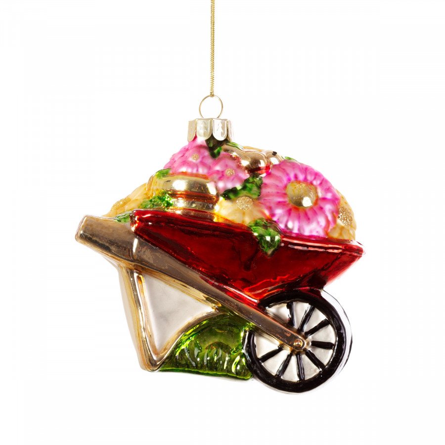 Click to view product details and reviews for Wheelbarrow Shaped Bauble Hanging Decoration.