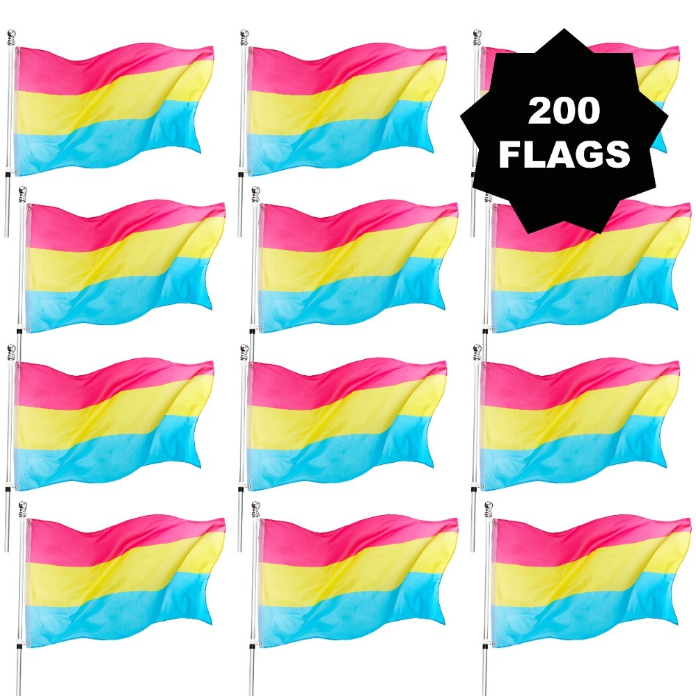 Click to view product details and reviews for Wholesale Pack Of 200 Large 5ft X 3ft Pansexual Flags.