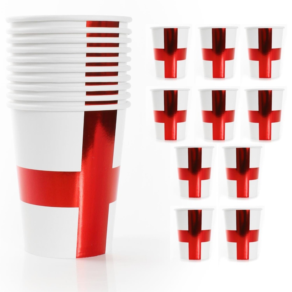 WHOLESALE Pack of 2400 St George England Flag 9oz Paper Cups