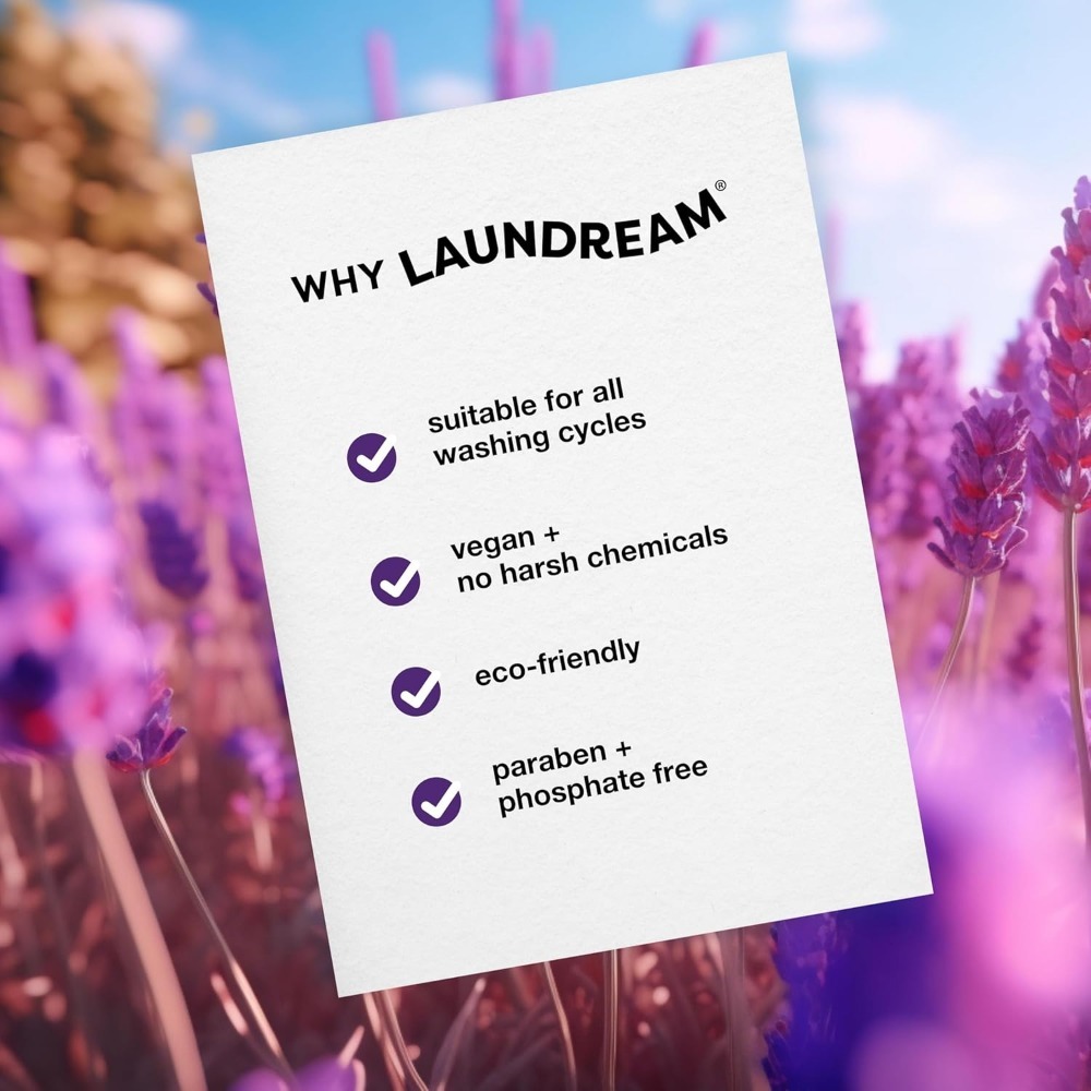 LAUNDREAM Wild Lavender Laundry Detergent Sheets x 60 Loads - Eco-Friendly Swaps Washing Capsules, Washing Liquid, Powder with Plastic-Free, Vegan, Plant-Based Ultra Concentrated Strips