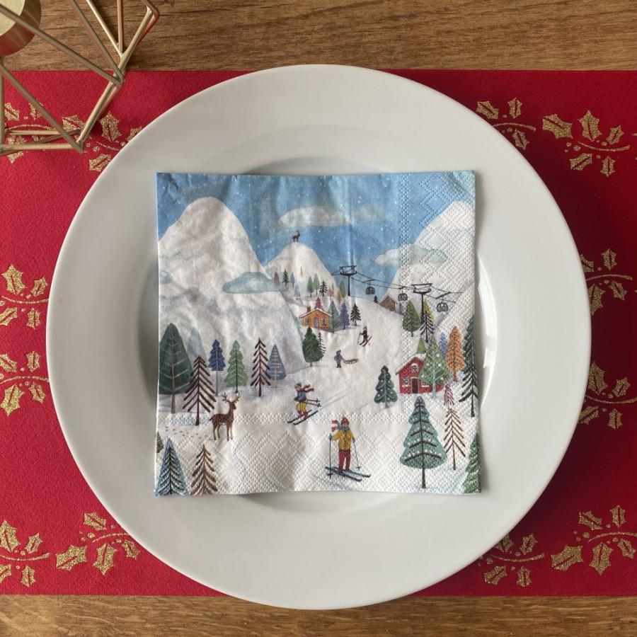 Click to view product details and reviews for Winter Ski Scene Paper Napkins Luncheon X 20 Festive Table Decor.