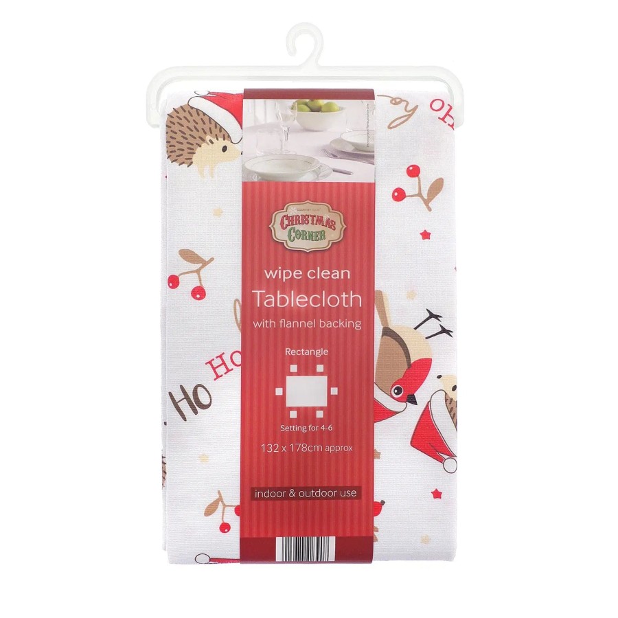 Click to view product details and reviews for Wipe Clean Christmas Tablecloth Flannel Back Rectangle Forest Friends.