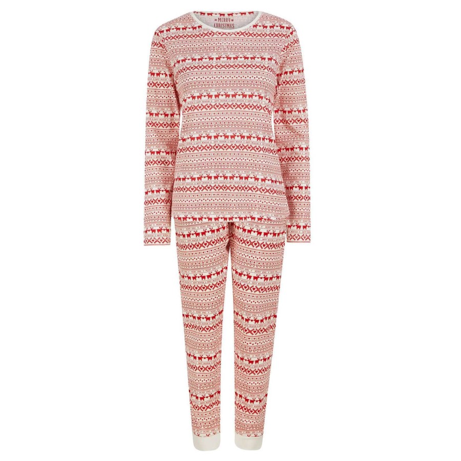 Click to view product details and reviews for Womens Christmas Pyjama Set Reindeer Fairisle Print L Red.