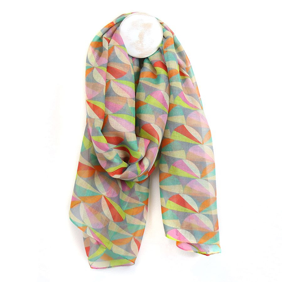 Click to view product details and reviews for Lightweight Scarf Pastel Geometric Pattern.
