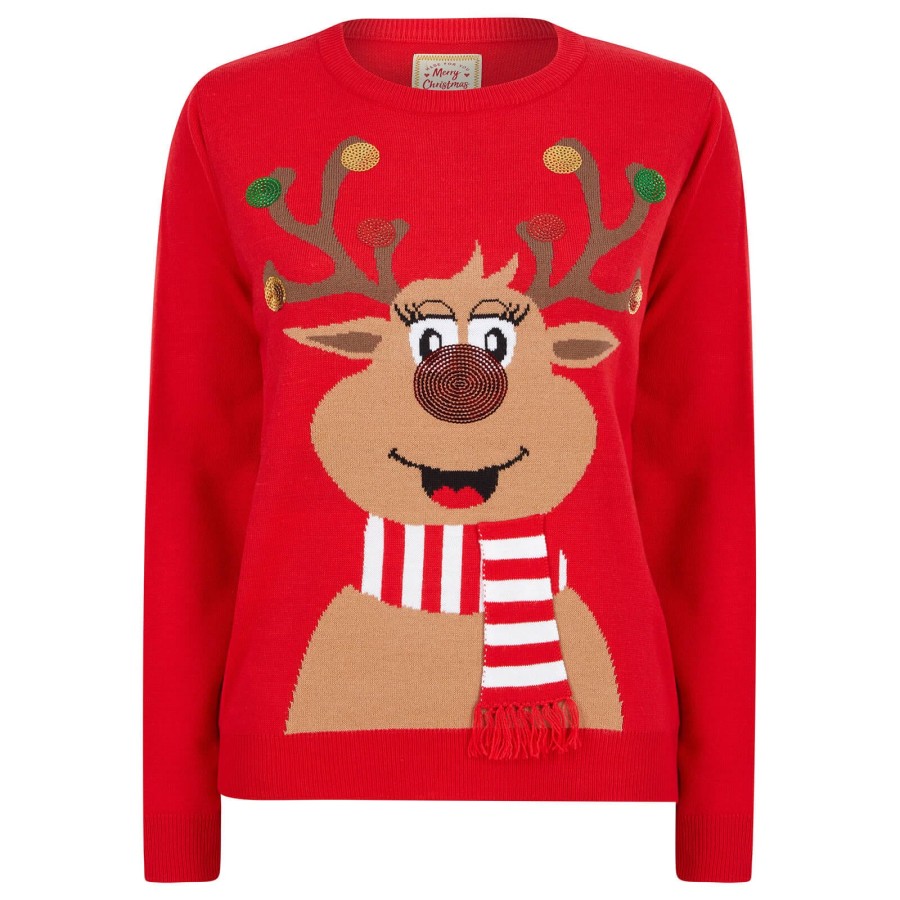 Xmas Jumper Womens Sparkly Jumpers Uk Womens Sequin Reindeer