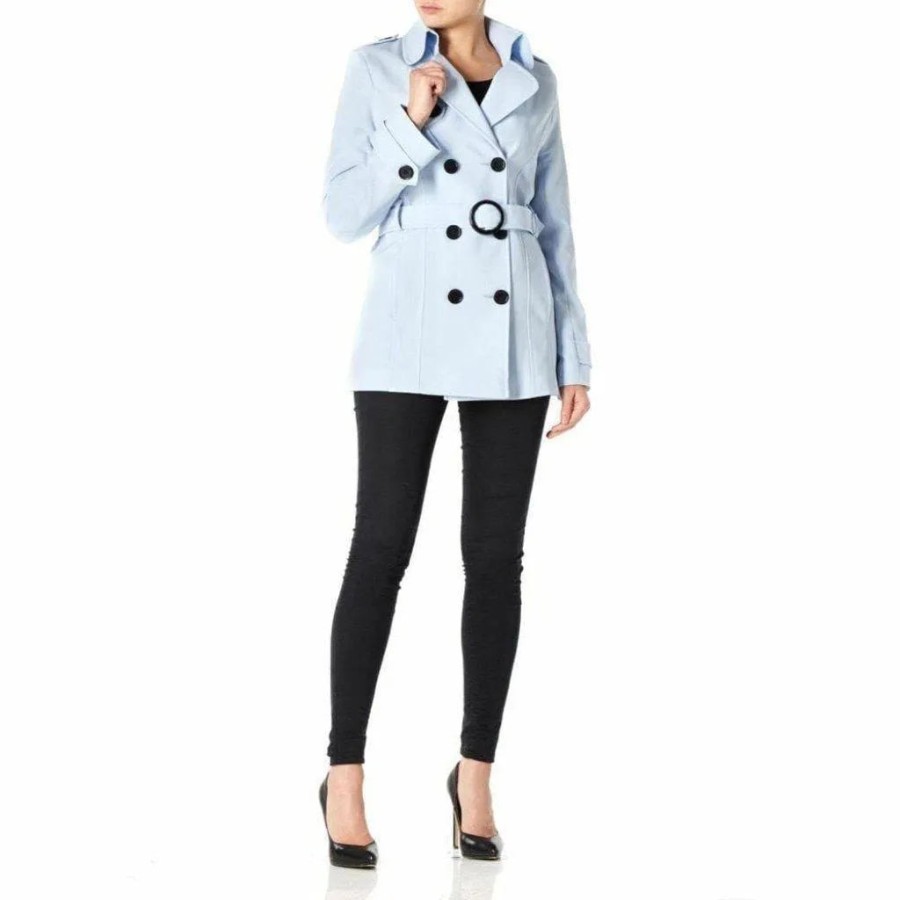Click to view product details and reviews for Womens Spring Summer Double Breasted Short Belted Coat 1710 Sp Light Blue Uk 10 Eu 38 Us 6.