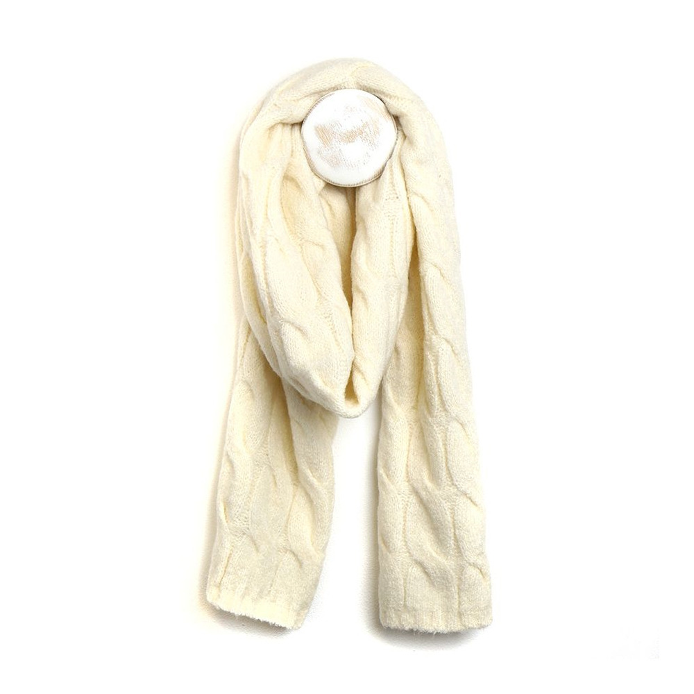Womens Winter Scarf Cream Cable Knit Soft Warm Elegant Comfortable Neck Wrap