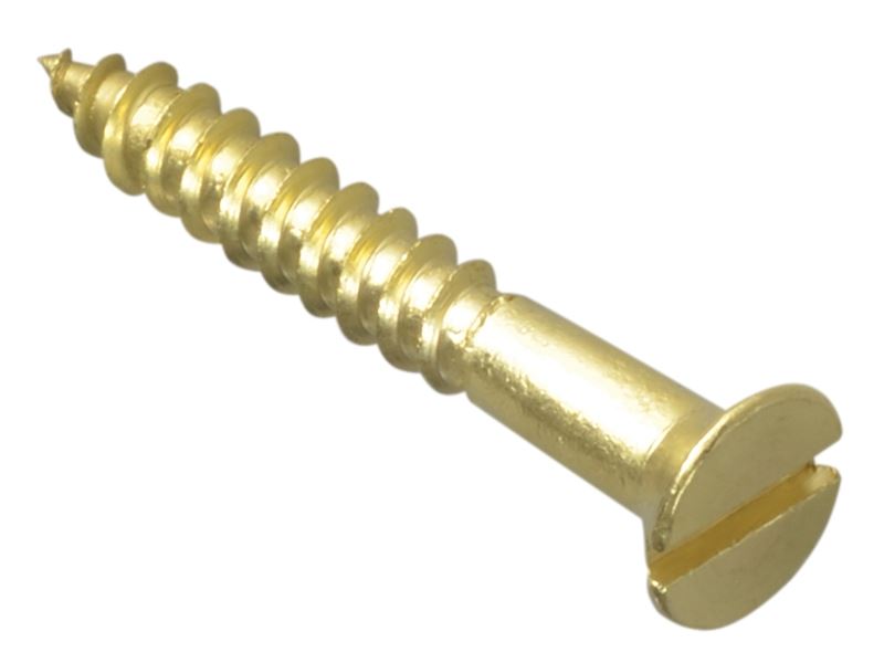 Wood Screw Slotted CSK Brass 1.1/4in x 8 Forge Pack 12 FORFPC1148B