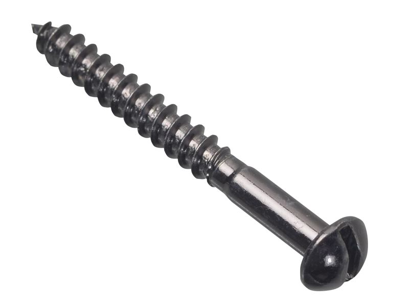 Wood Screw Slotted Round Head St Black Japanned 11 2in X 8 Forge Pack 10 Forfpr1128j