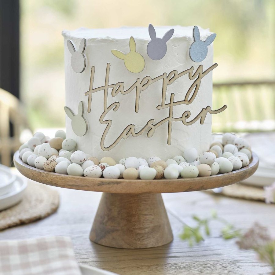 Wooden Easter Cake Decorations Rabbit Easter Party