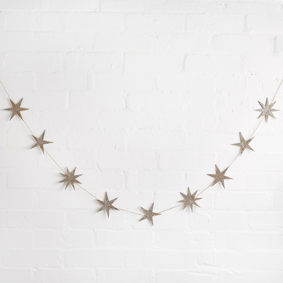 Click to view product details and reviews for Wooden Glittery Star Christmas Garland 2 Metres.