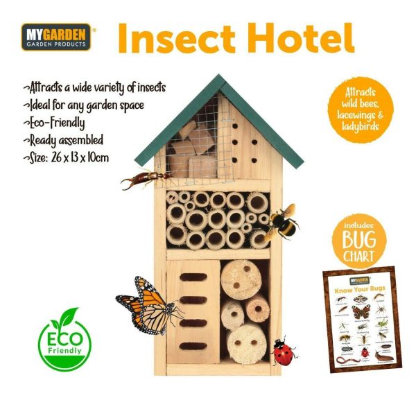 Wooden Insect Bee Bug Hotel House Natural Wood Shelter Garden Nest Box Nesting