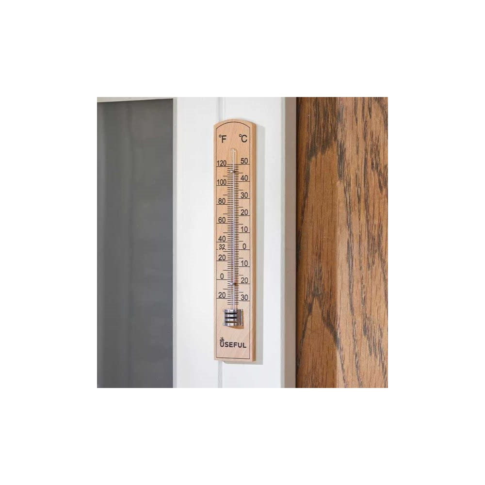 Wooden Wall Thermometer in °C And °F For Indoors And Outdoors Large 20x3x1.5cm