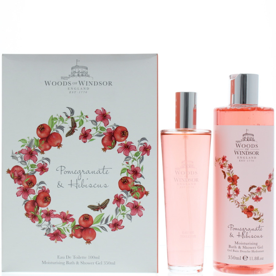 Woods Of Windsor Pomegranate & Hibiscus Eau de Toilette 100ml Gift Set Unisex
