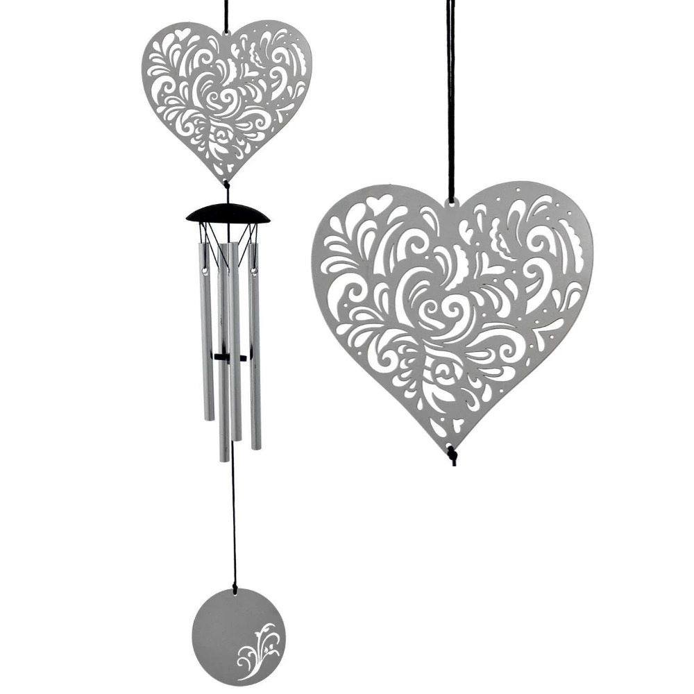 Woodstock Chimes Garden Wind Chime Outdoor Aluminum Hanging Heart Ornament