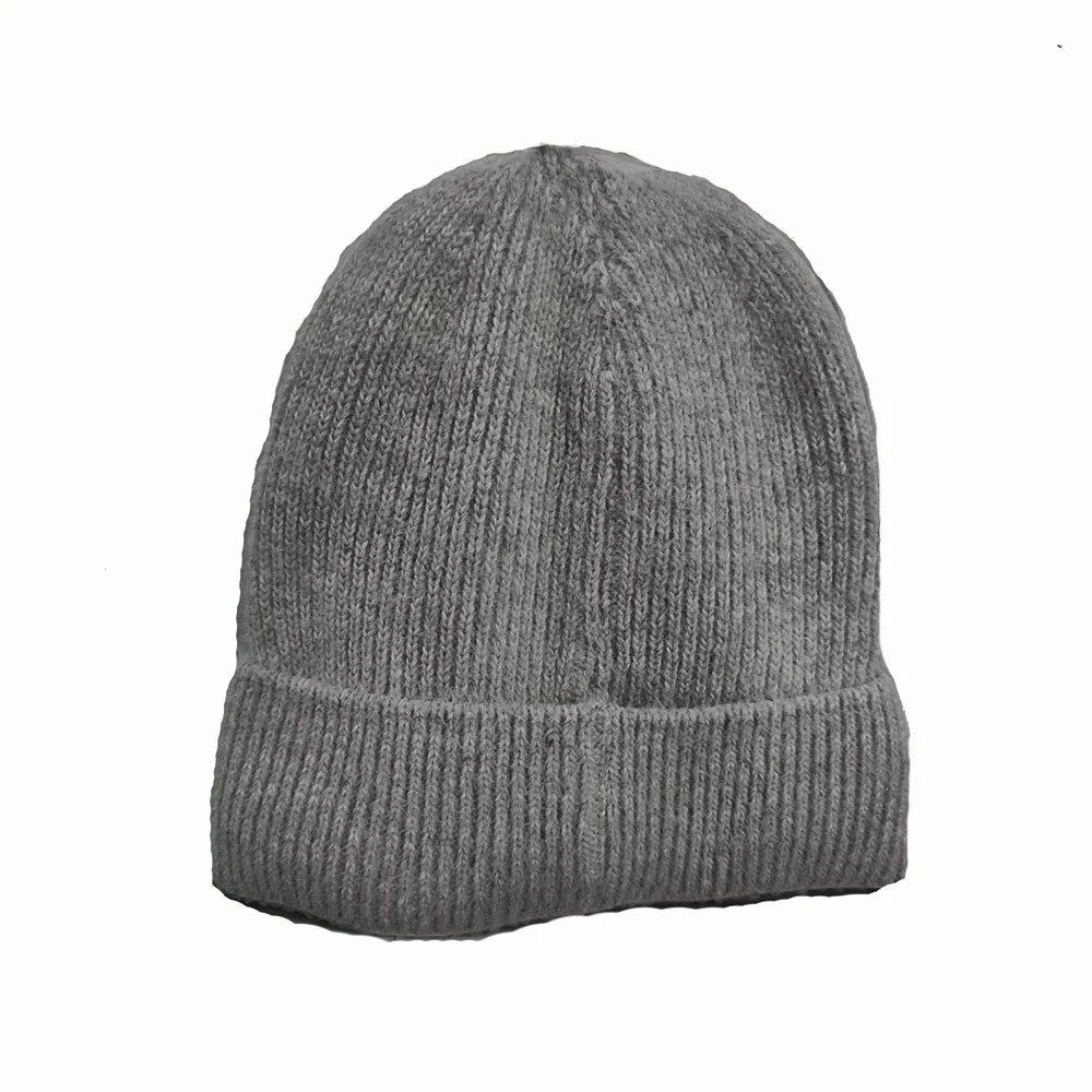 Woolly Hat Beanie Unisex Winter Headware Fleece Lined Cable Knit - Dark Grey