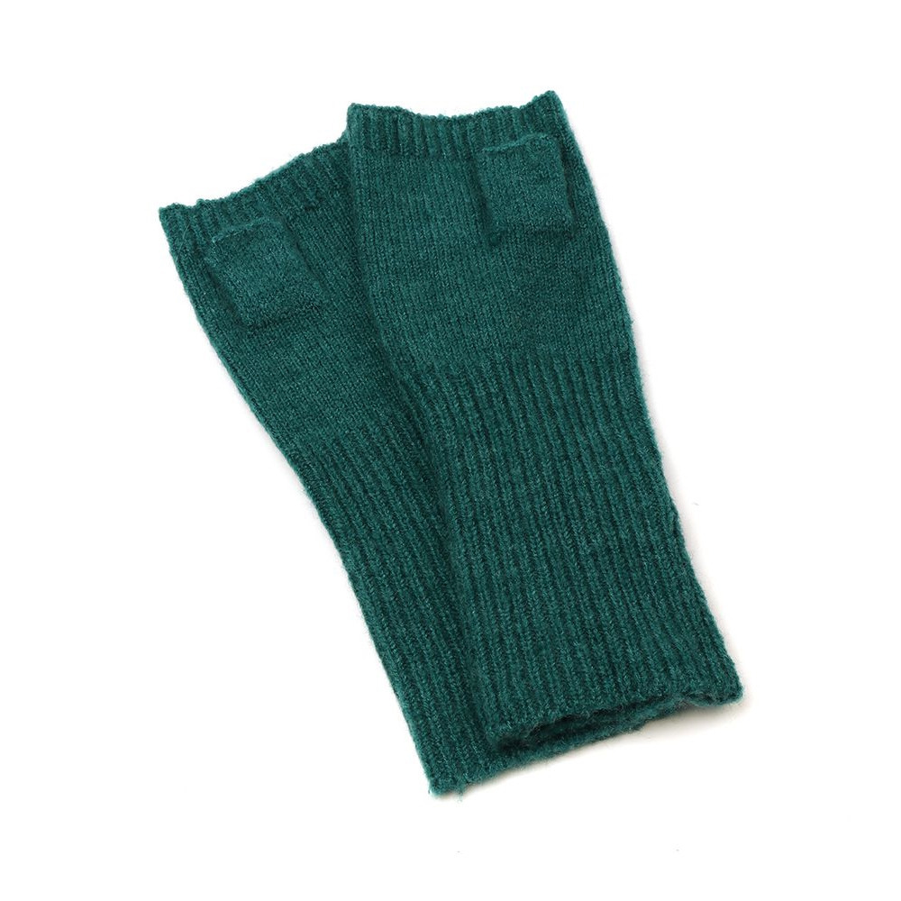 Wrist Warmers Women Fingerless Jade Green Recycled Cozy Comfortable Knitted