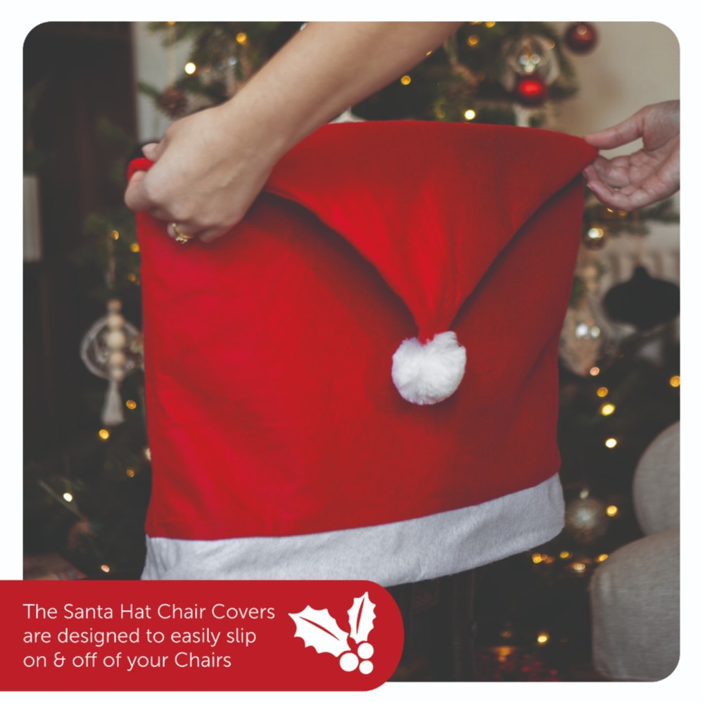Pack of 4 Felt Santa Hat Chair Covers