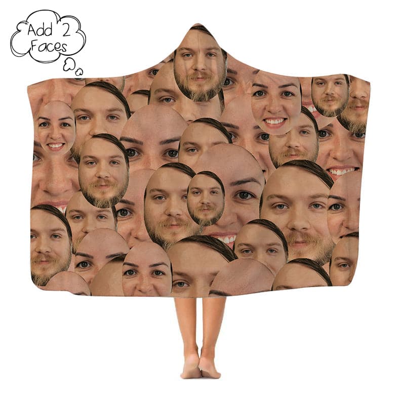Click to view product details and reviews for Your Face All Over Add 2 Faces Hooded Blanket.